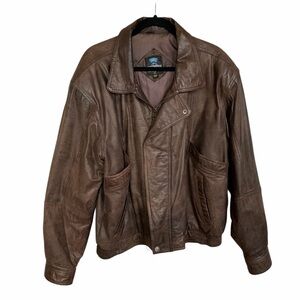 Vintage 100% Pure Stuff Genuine Brown Leather Mens Jacket XL